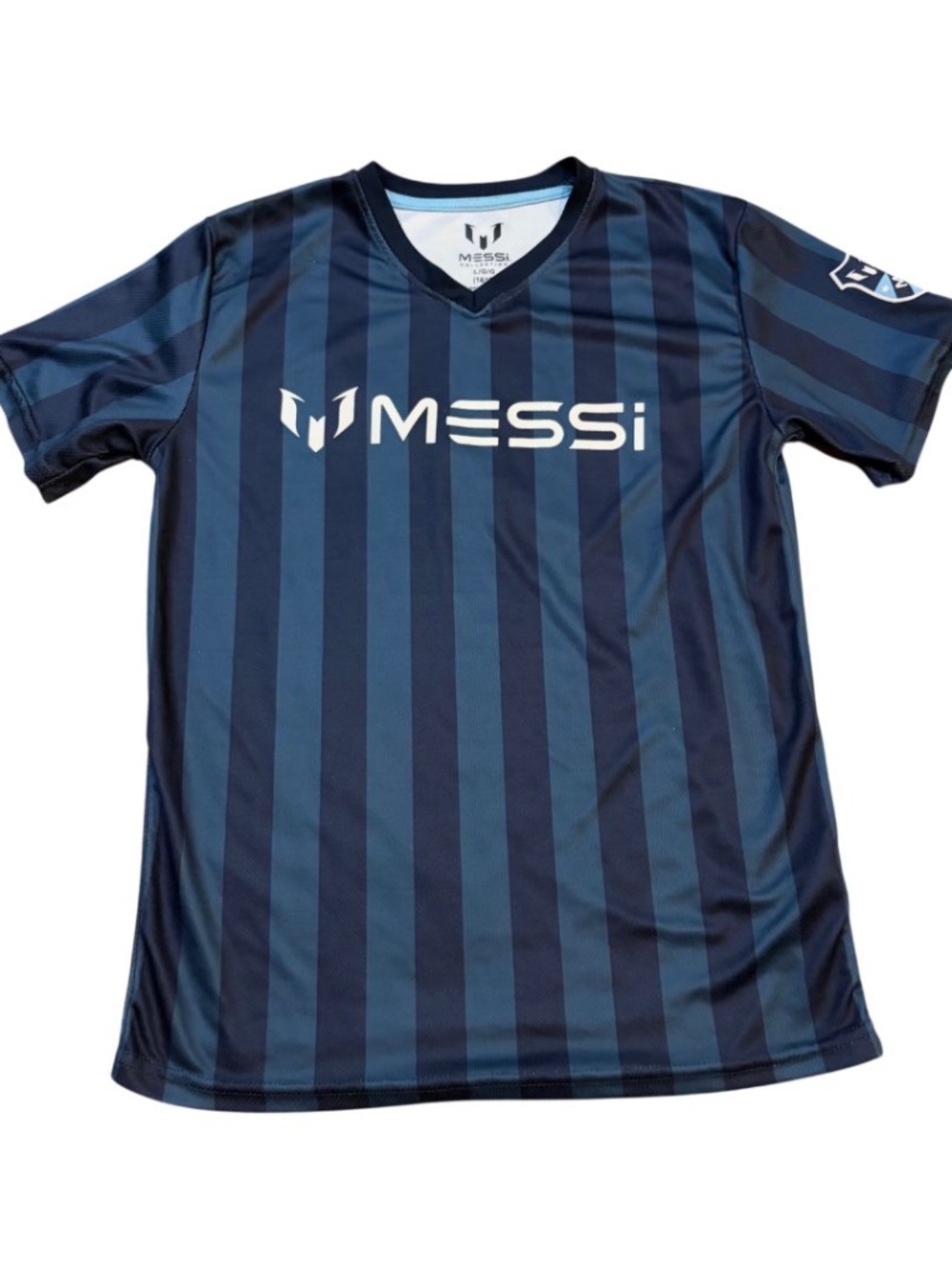 Boys Messi Striped V-Neck T-Shirt